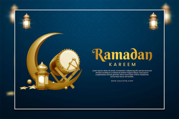 Blue Gold Ramadan Kareem Poster Template for Instant Celebration