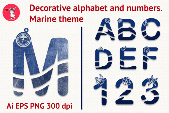Deep Blue Waves: A Marine Decorative Alphabet for Sublimation