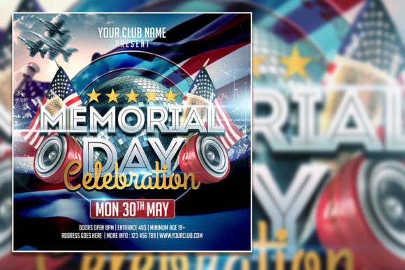 Modern Memorial Day Designs: Editable Social Media Posts & Invitations