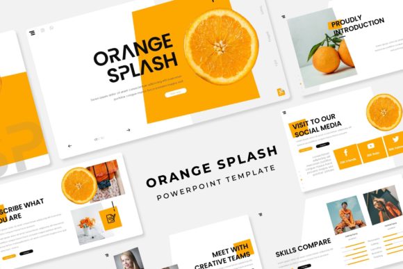 Orange Splash PowerPoint Template: Vibrant Design for Impactful Slides